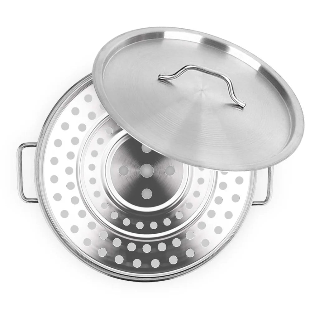 Stainless Steel Stock Pot 50L with Two Steamer Rack Insert Stockpot Tray - Premium