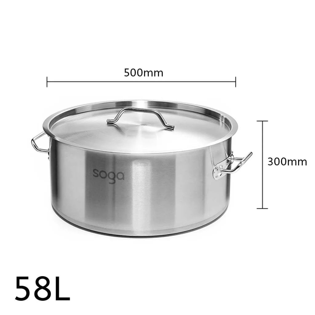 Stainless Steel Stock Pot 58L Top Grade Thick 18/10 - Premium