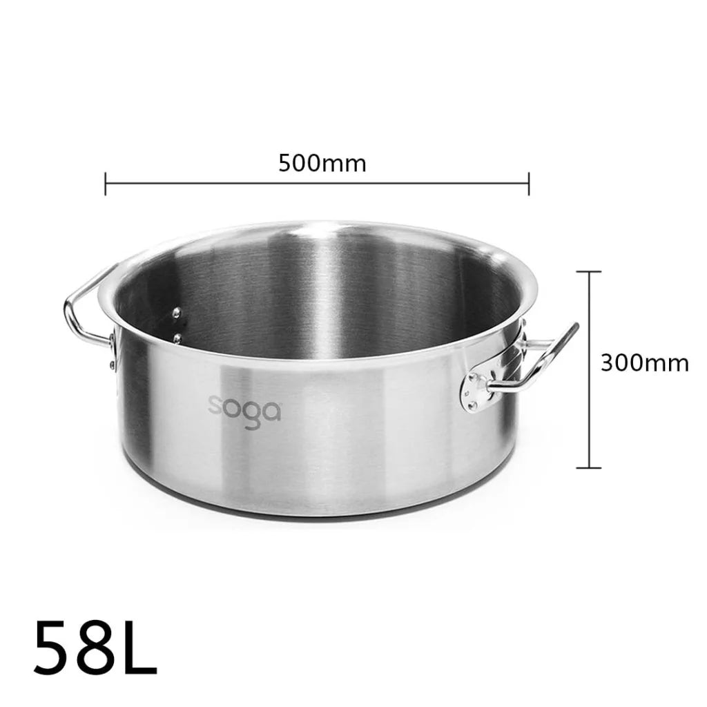 Stainless Steel Stock Pot 58L Top Grade Thick Stockpot 18/10 Without Lid - Premium