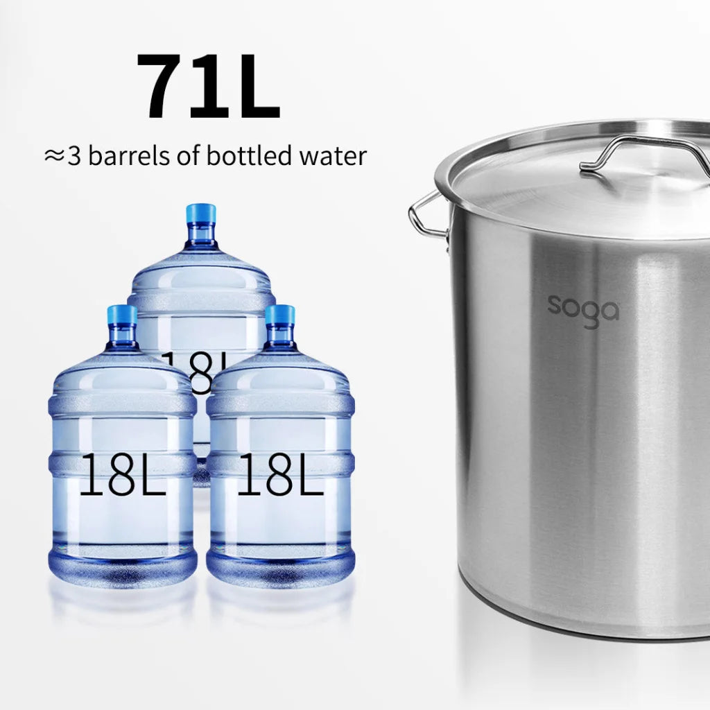 Stainless Steel Stock Pot 71L Top Grade Thick 18/10 - Premium