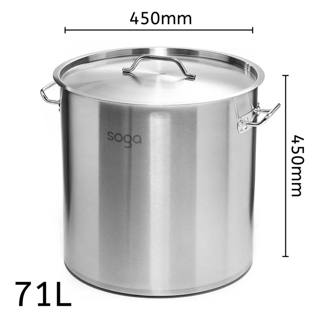 Stainless Steel Stock Pot 71L Top Grade Thick 18/10 - Premium
