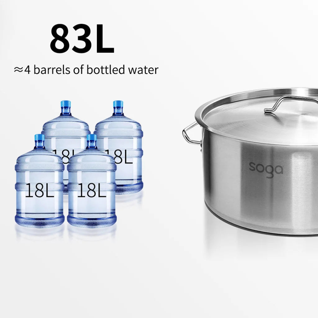 Stainless Steel Stock Pot 83L Top Grade Thick 18/10 - Premium