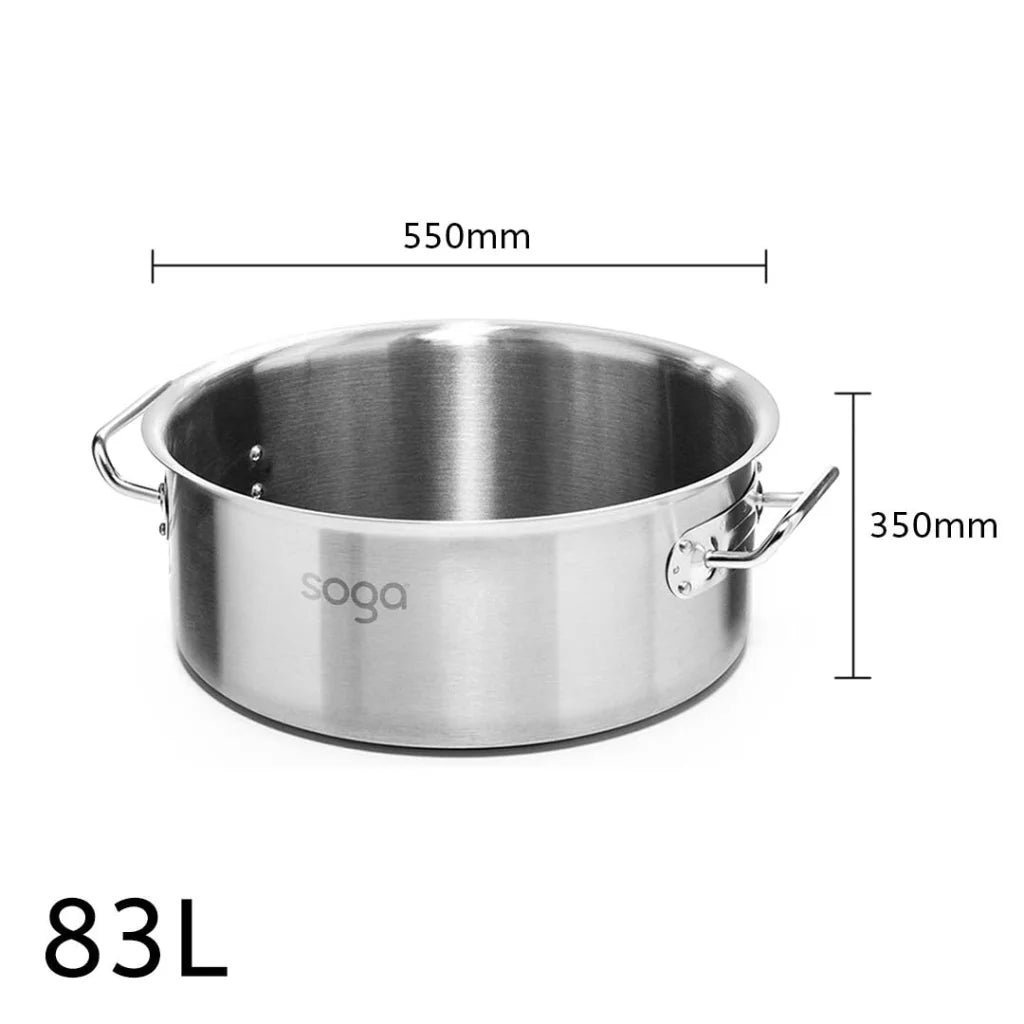 Stainless Steel Stock Pot 83L Top Grade Thick Stockpot 18/10 Without Lid - Premium