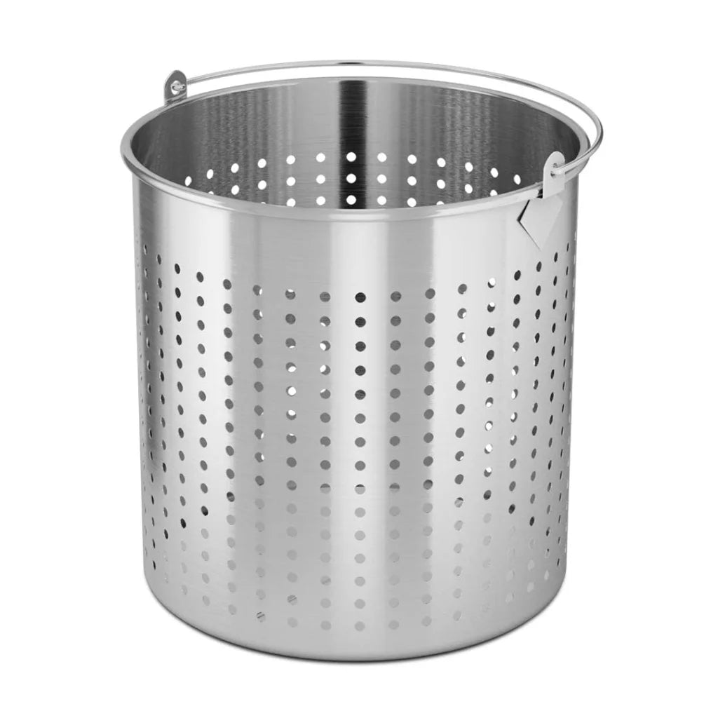 Stainless Steel Stockpot Basket Set Premium 71L 18/10 Perforated with Handle