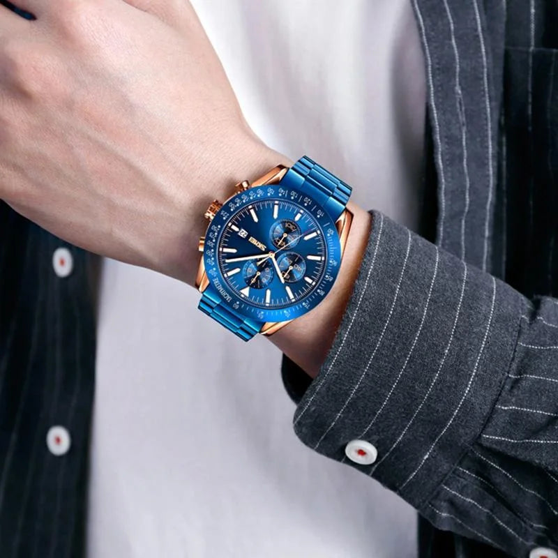 Stainless Steel Strap Quartz Watch for Men with Date