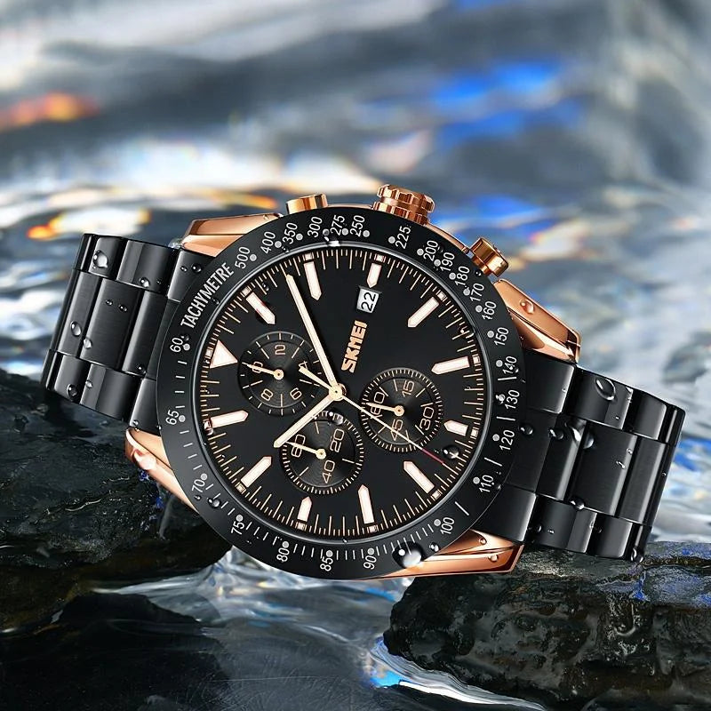 Stainless Steel Strap Quartz Watch for Men with Date