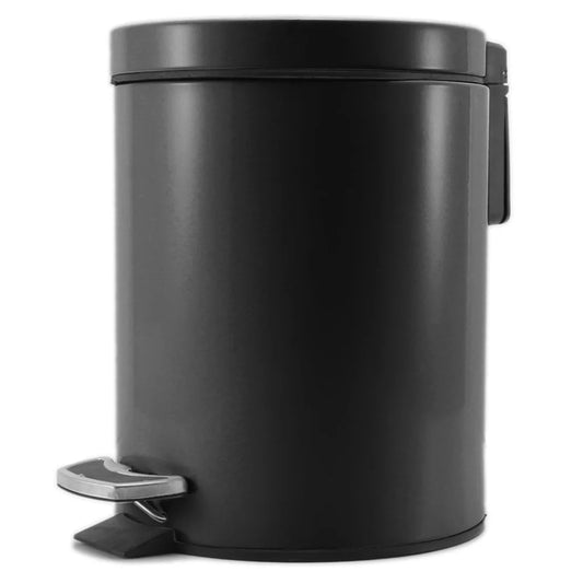 Stainless Steel Trash Bin Premium Foot Pedal Rubbish Recycling Garbage Waste Round 12L - Black