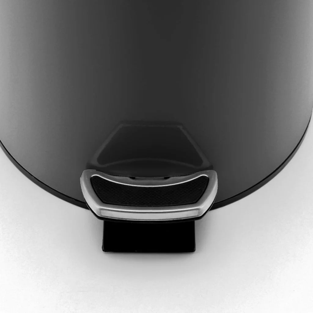 Stainless Steel Trash Bin Set of 2 Premium Foot Pedal Rubbish Recycling Garbage Waste Round 12L - Black