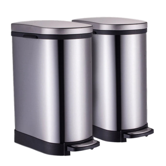 Stainless Steel Trash Bin Set Premium 2X Foot Pedal Rubbish Recycling Garbage Waste - 10L U