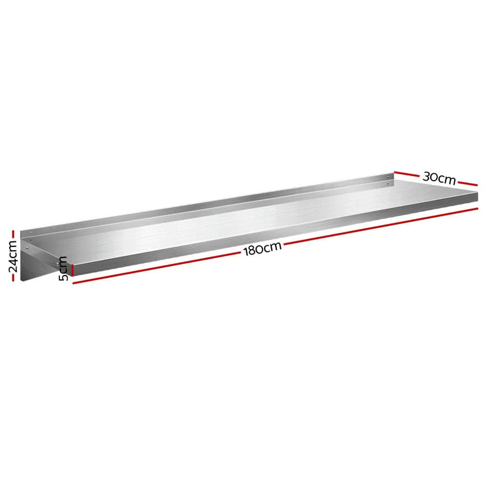 Stainless Steel Wall Shelf Kitchen Shelves 1800mm Rack Mounted