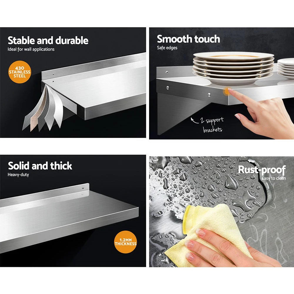 Stainless Steel Wall Shelf Kitchen Shelves 1800mm Rack