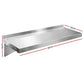 Stainless wall shelf with caster wheels and side handle rail