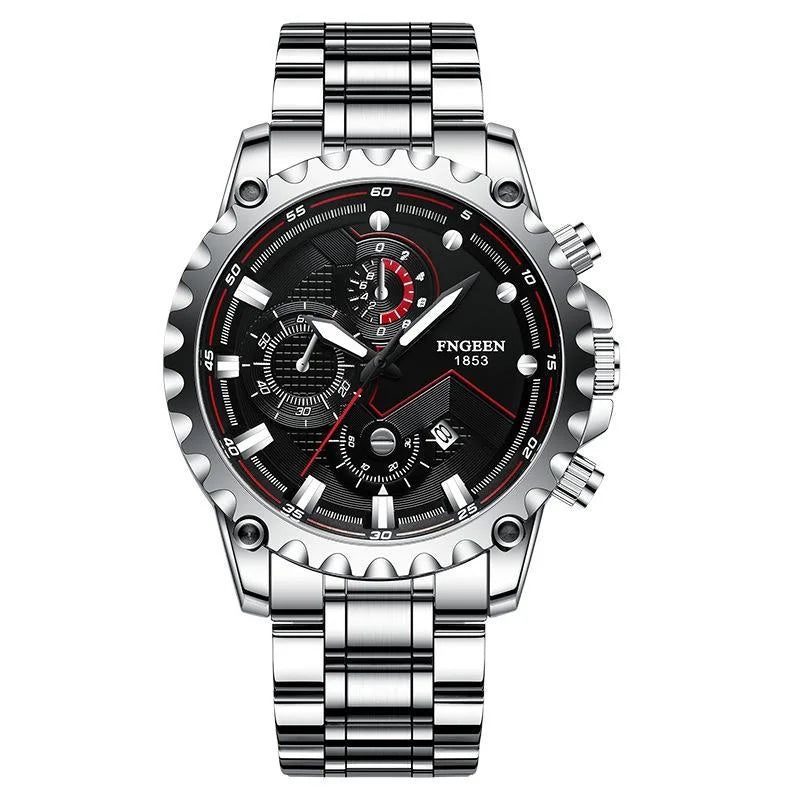 Stainless Steel Waterproof Men Sports Watch - Black Net