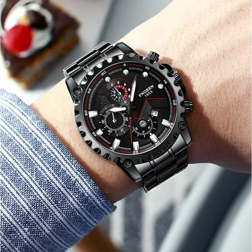 Stainless Steel Waterproof Men Sports Watch - White Net