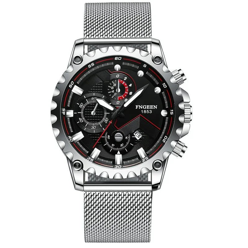 Stainless Steel Waterproof Men Sports Watch - White Steel