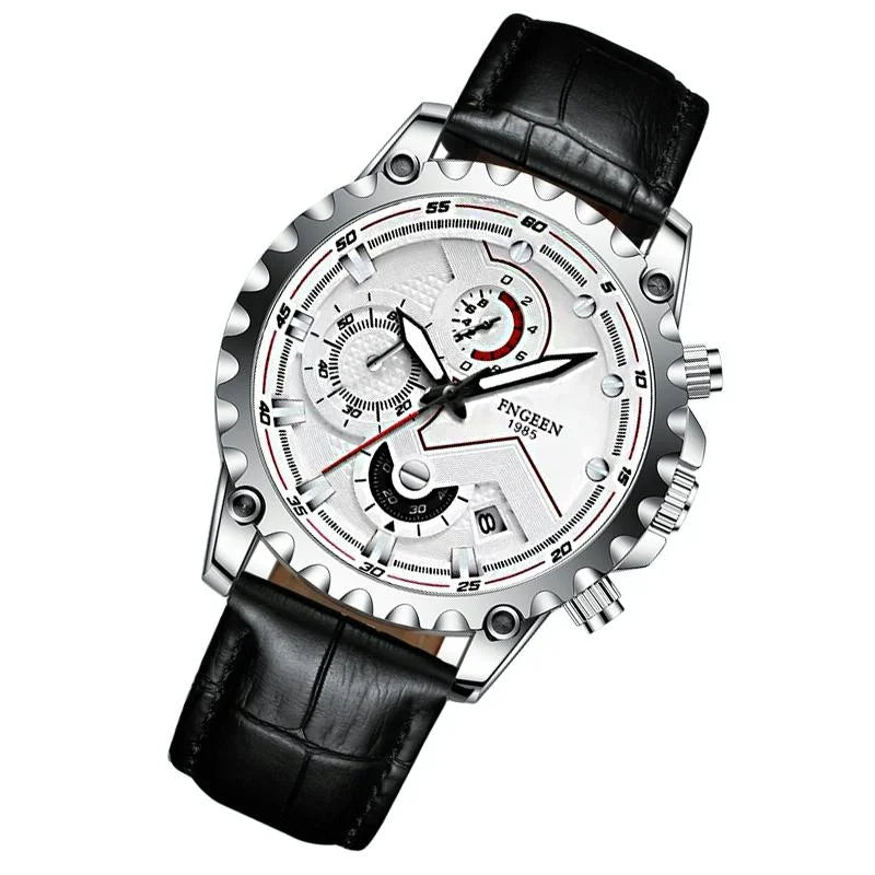 Stainless Steel Waterproof Men Sports Watch - White Steel