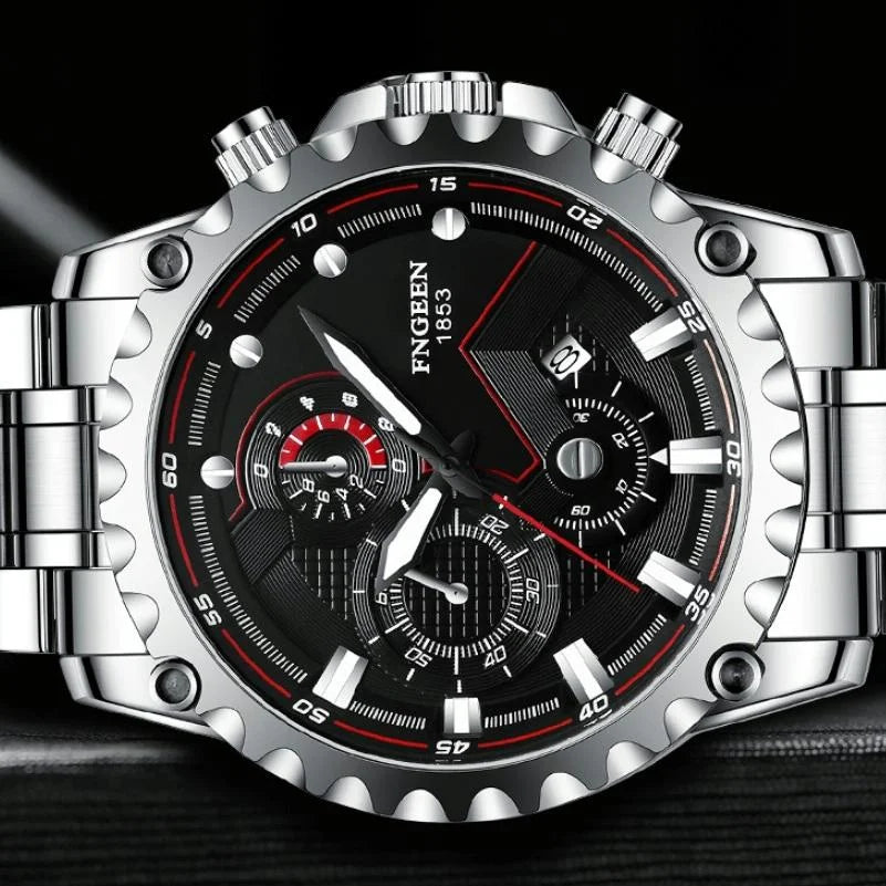 Stainless Steel Waterproof Men Sports Watch - White Steel