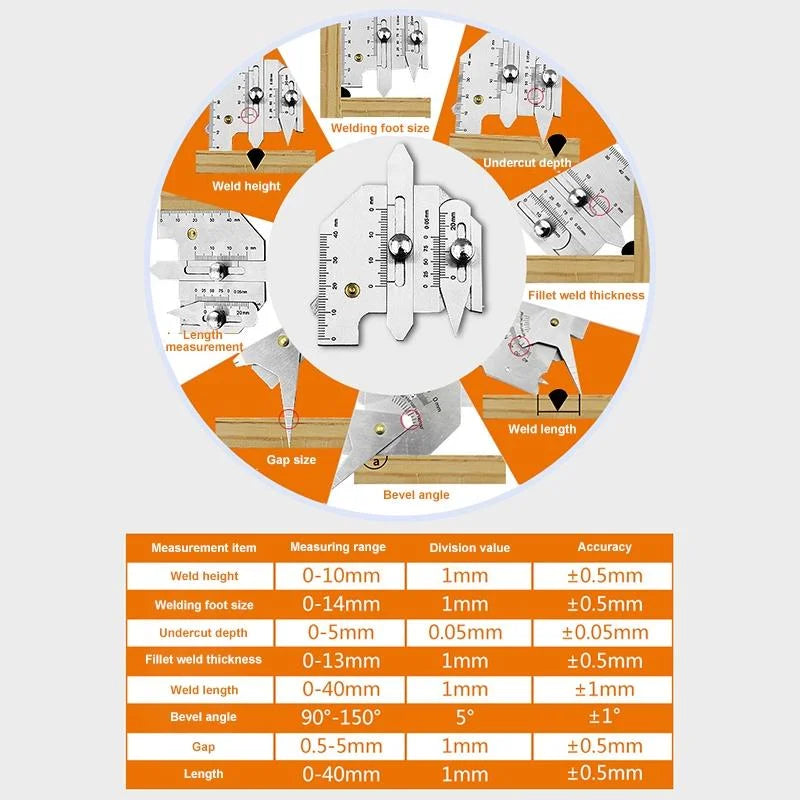 Stainless Steel Welding Inspection Ruler - Hjc40 - Tools >