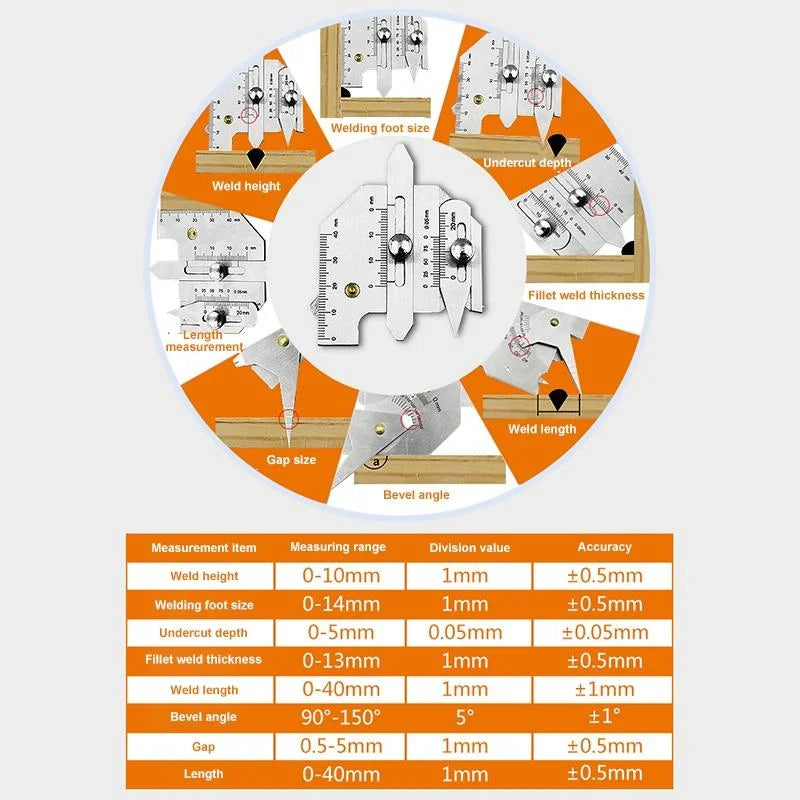 Stainless Steel Welding Ruler for Inspection - Measure