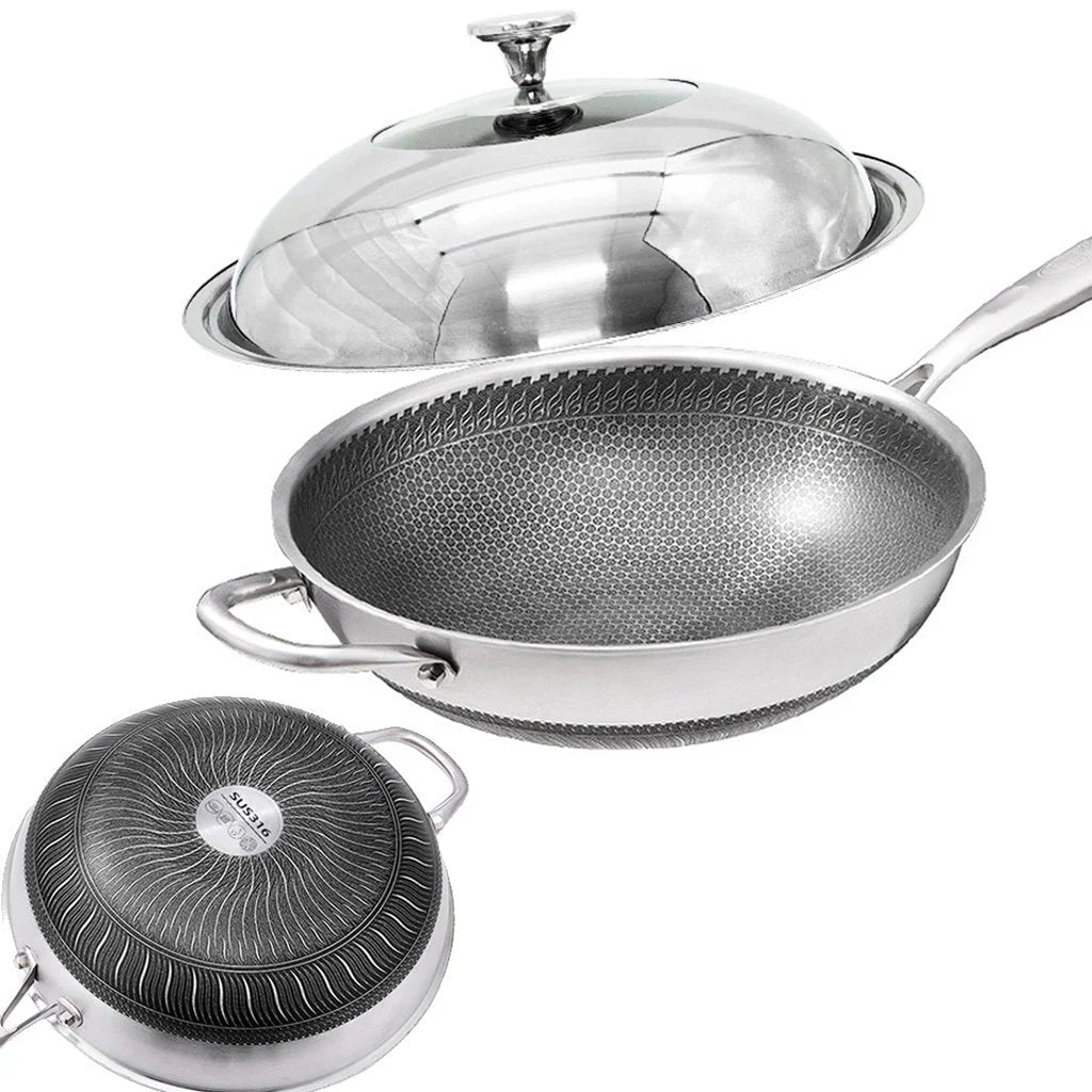 Stainless Steel Wok 316 32cm Non-Stick Stir Fry Cooking