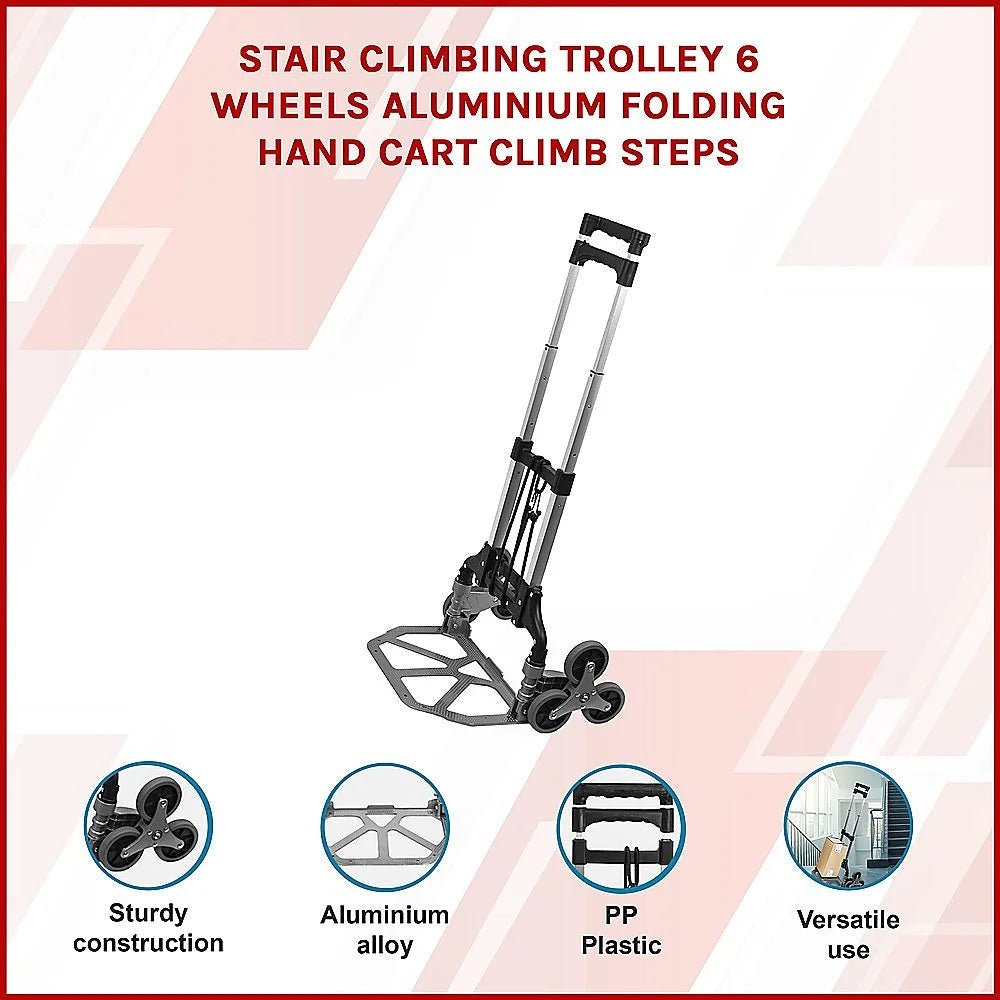Stair Climbing Trolley 6 Wheels Aluminium Folding Hand Cart