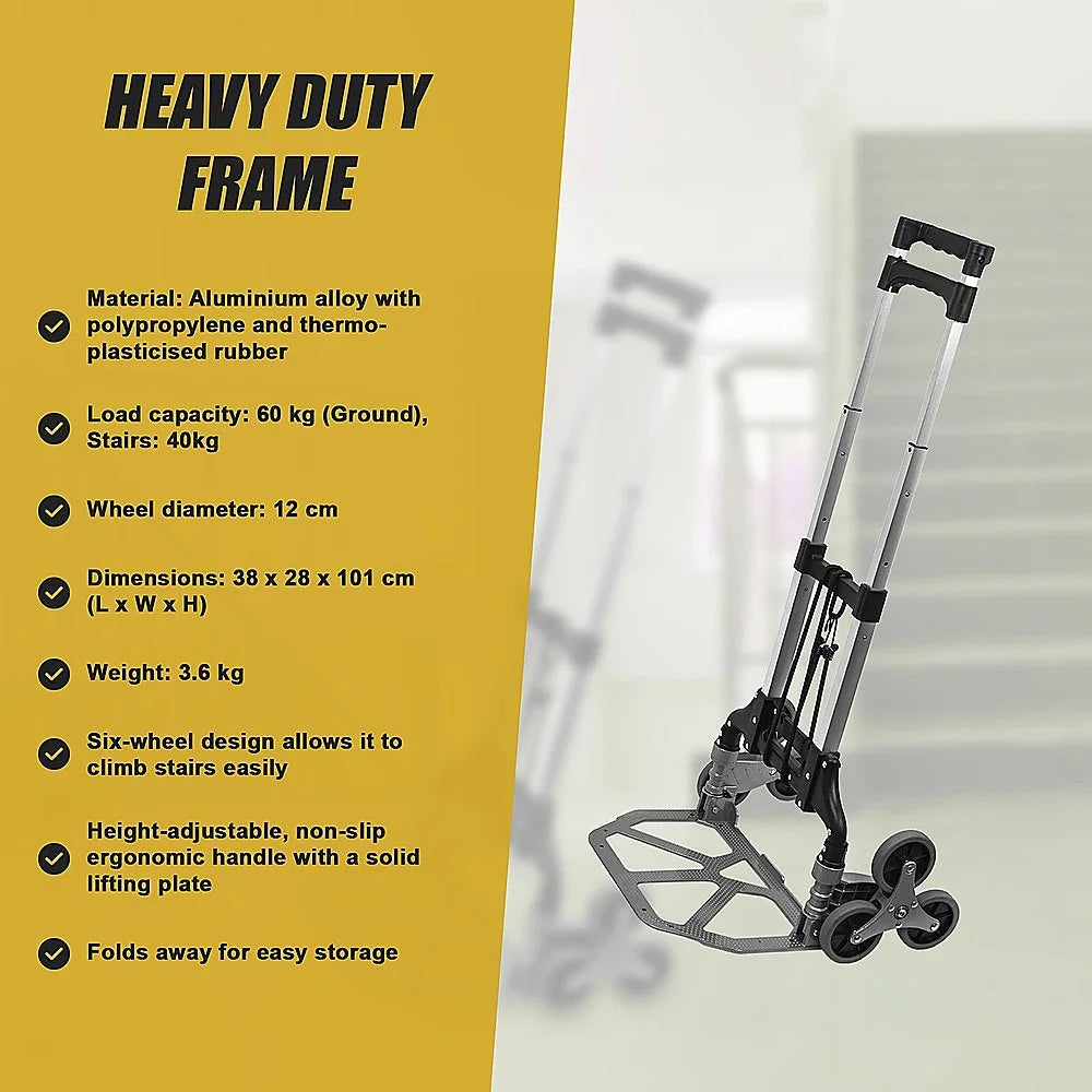 Stair Climbing Trolley 6 Wheels Aluminium Folding Hand Cart