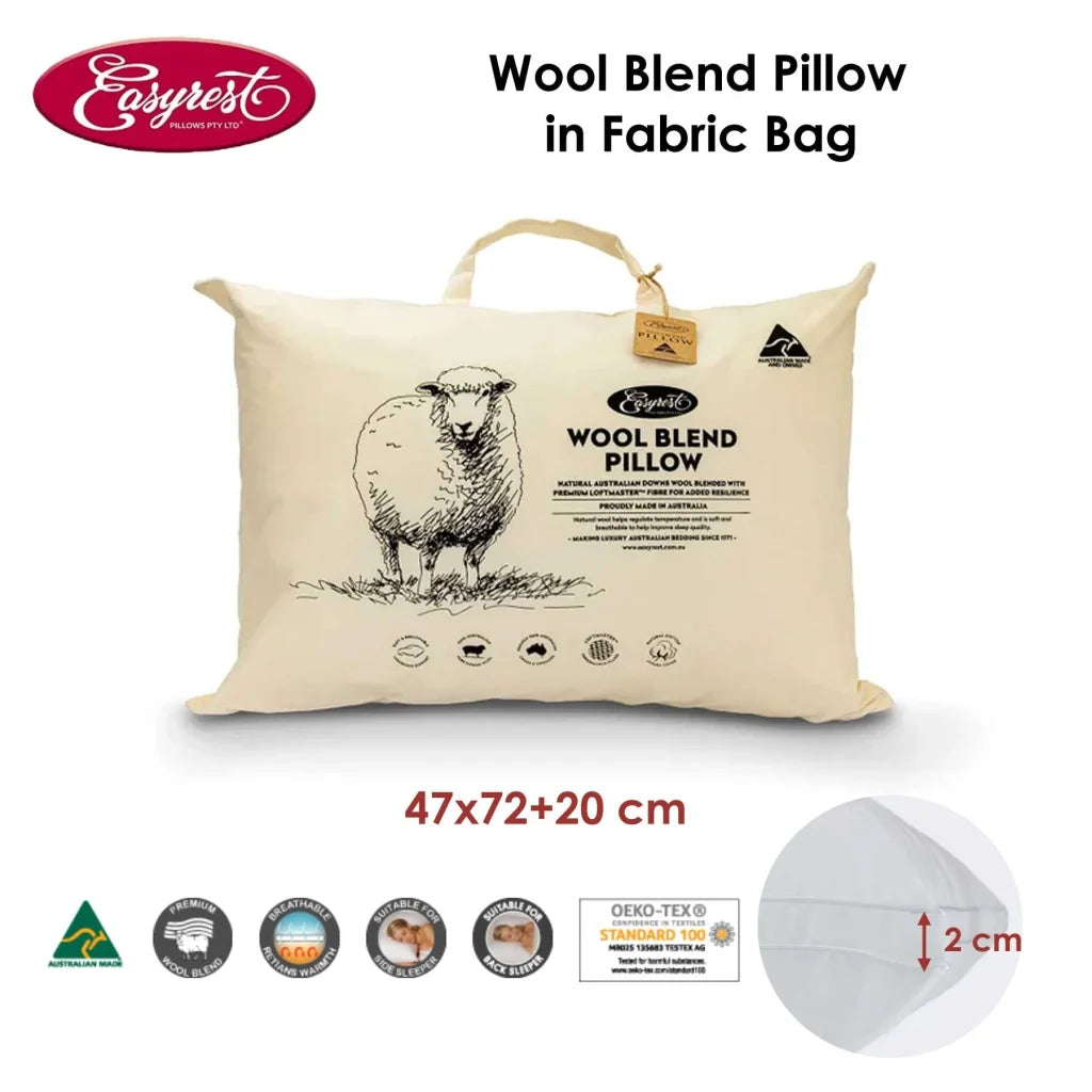 Standard Pillow Easyrest Wool Blend in Fabric Bag 47x72
