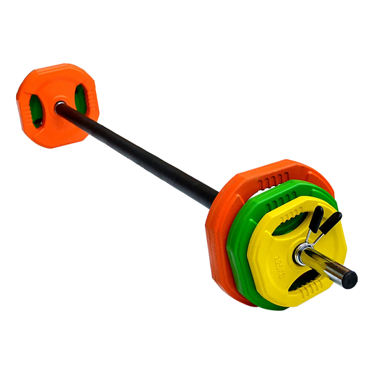 Standard Rubber Coloured Barbell 20kg - Sports & Fitness >