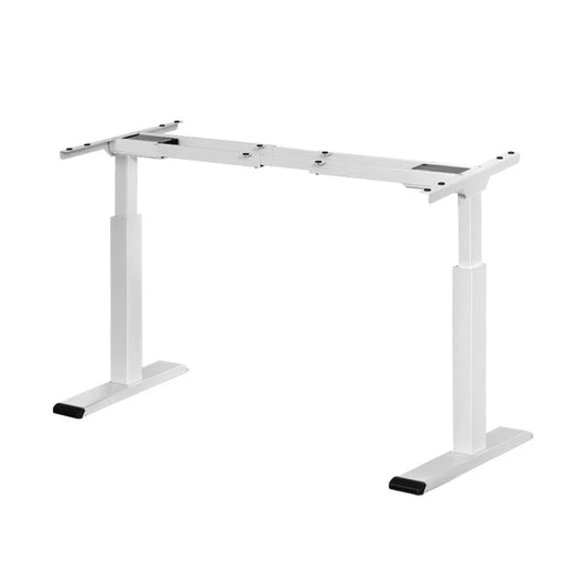 White standing desk with adjustable worktop and sturdy legs