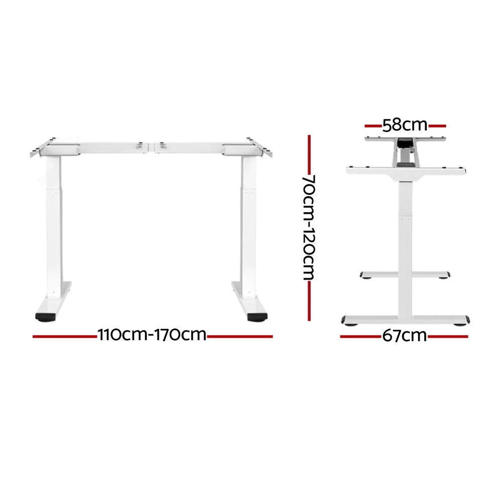 White standing desk with drawer storage and writing surface