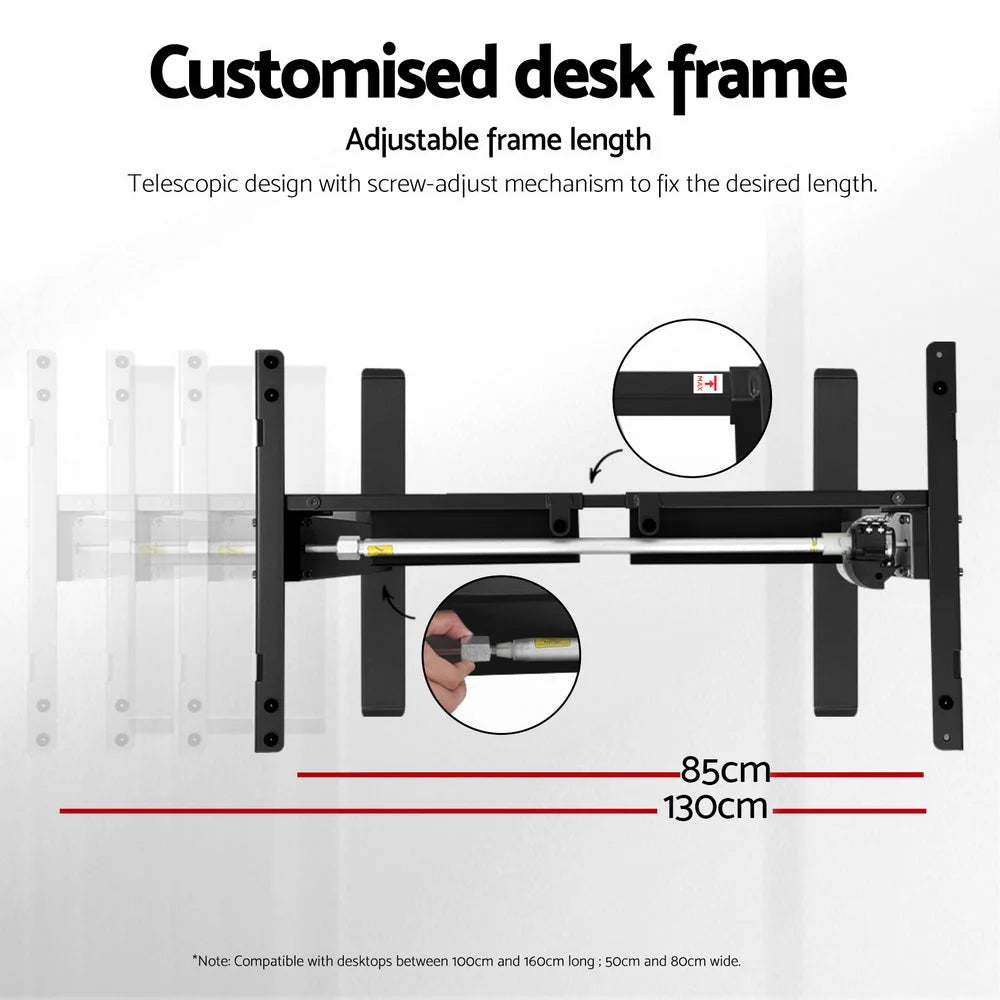Standing Desk Frame Only Motorized - Black
