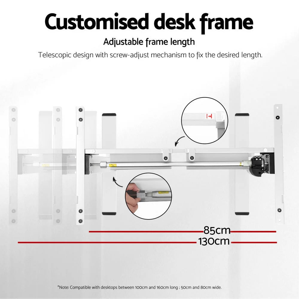 Standing Desk Frame Only Motorized - White