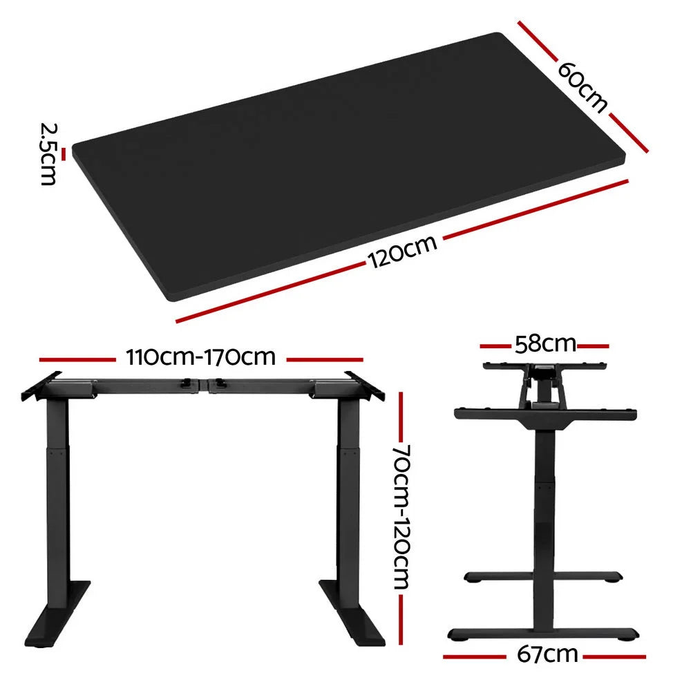 Standing Desk Motorised Dual Motor 120CM - Black