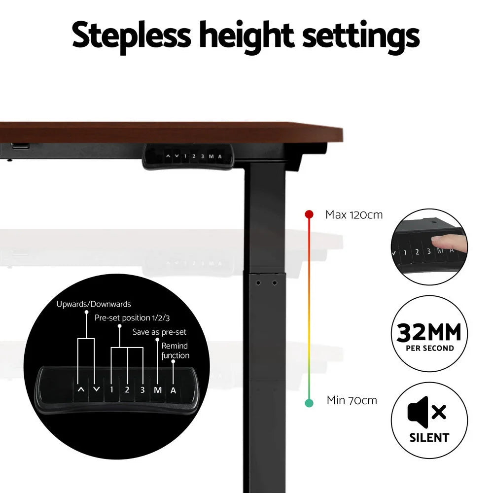 Standing Desk Motorised Dual Motor 120CM - Walnut