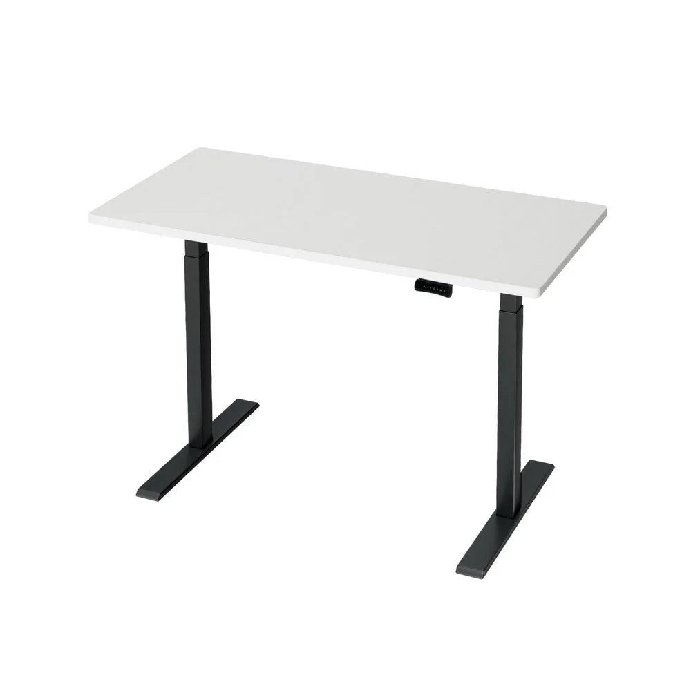 White black 120cm desk with lower support frame and fitted legs