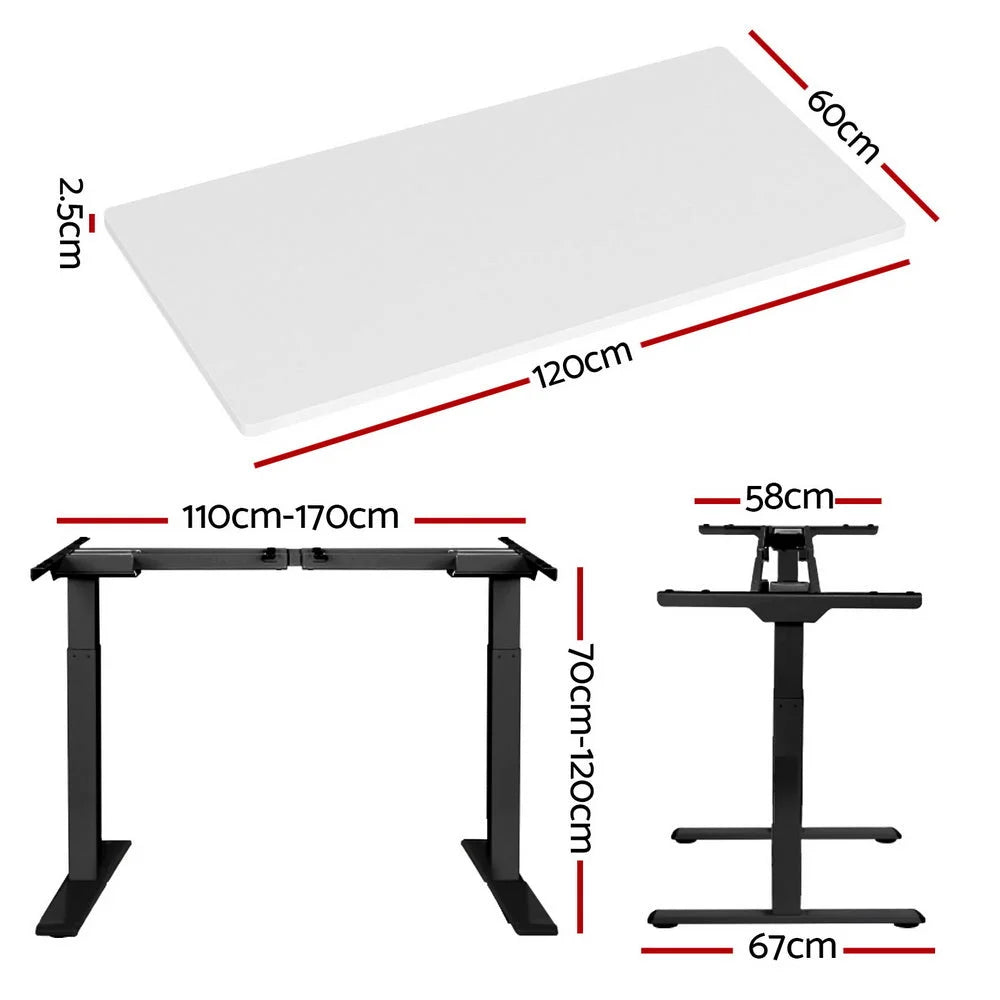 White black 120cm desk with tabletop and support frame