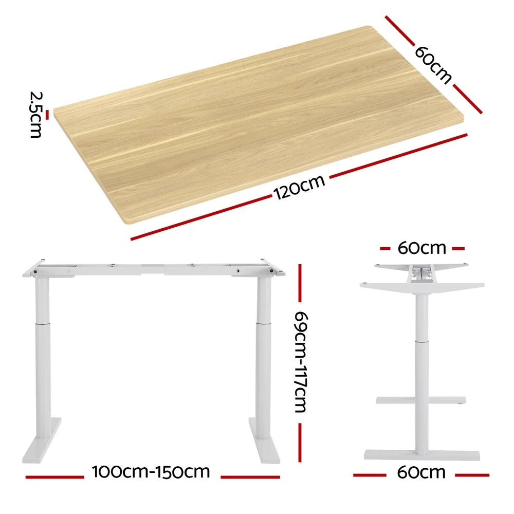 Standing Desk Motorised Dual Motor 120CM - White Oak