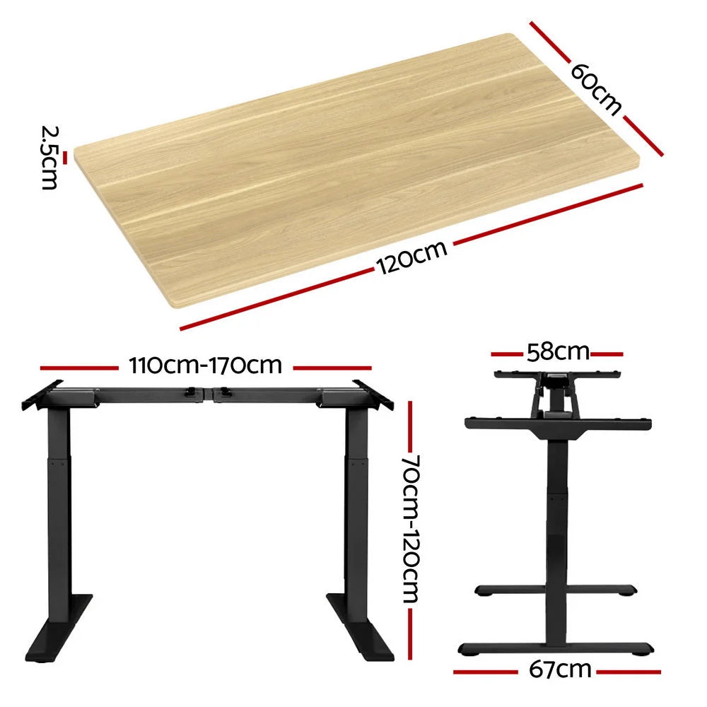Standing Desk Motorised Dual Motor 120CM White Oak