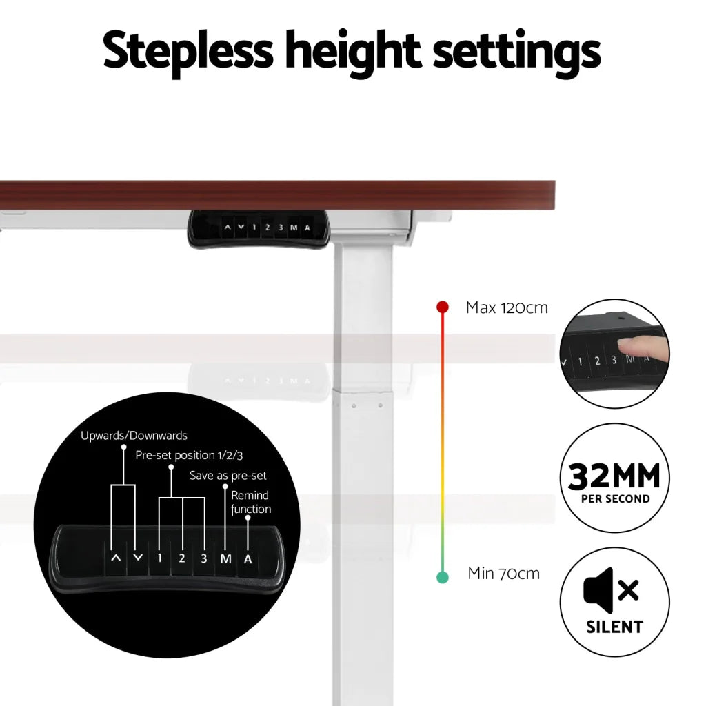 Standing Desk Motorised Dual Motor 140CM walnut 523