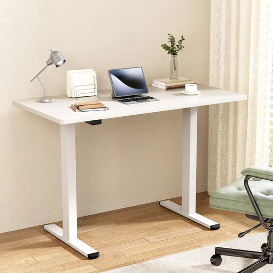White 140cm desk with standing motorised dual motor