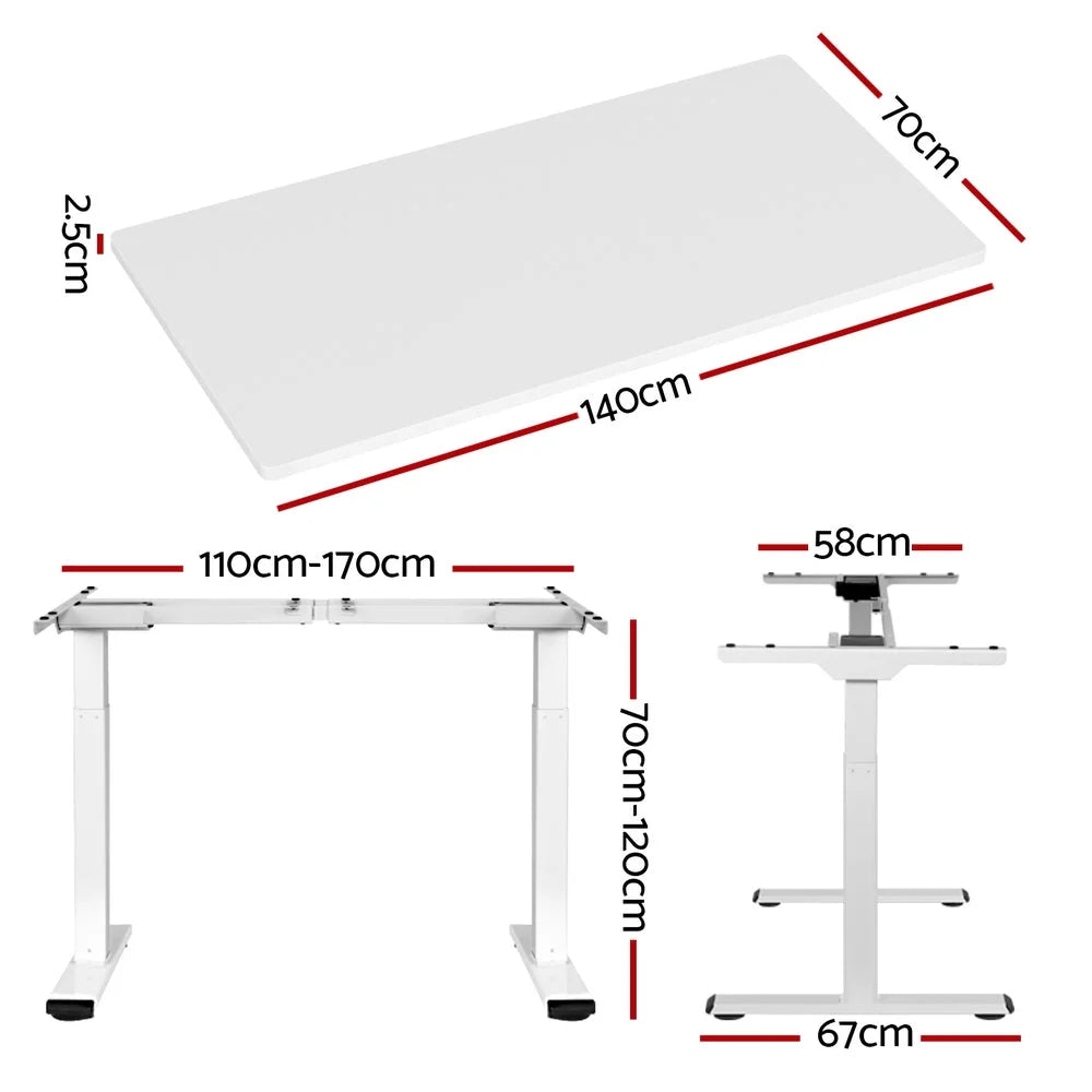 White 140cm home office desk with work surface and storage section