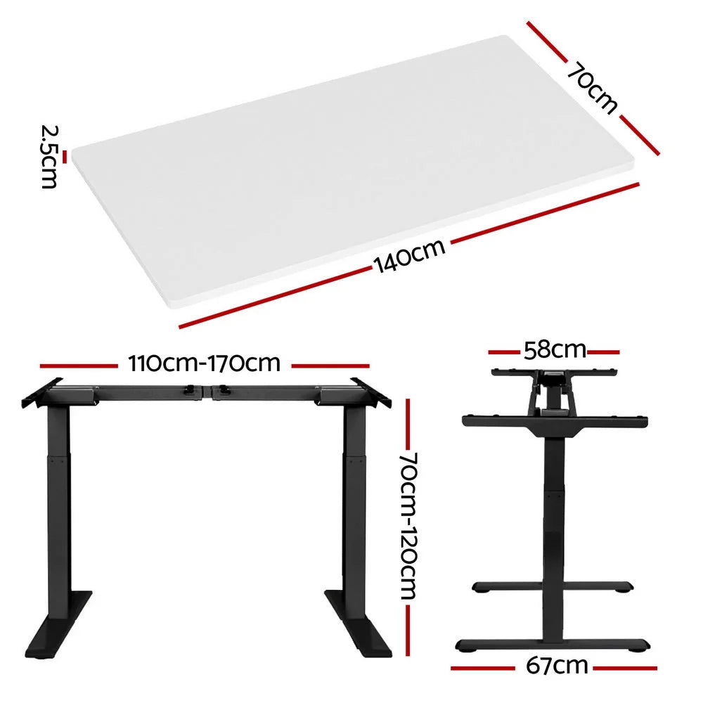 Standing Desk Motorised Dual Motor 140CM - White
