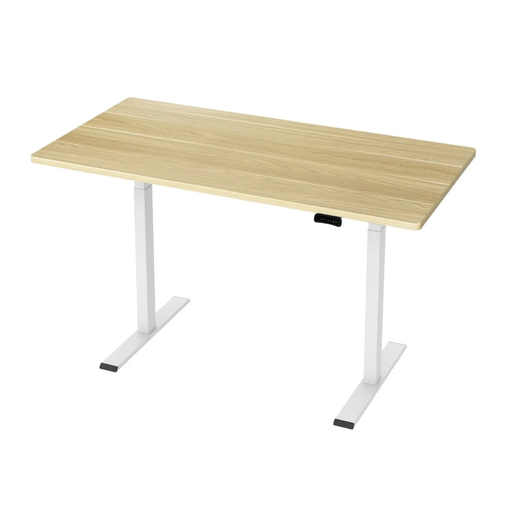 White oak 140cm desk with standing electric height adjustable
