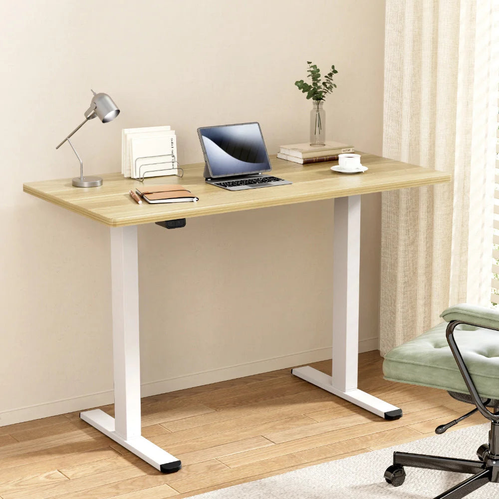 White oak 140cm desk with standing motorised dual motor