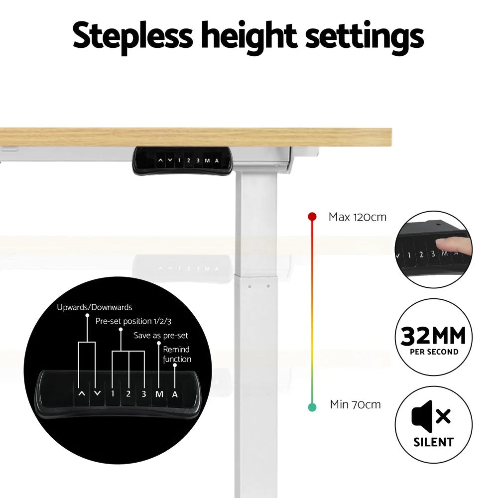 Standing Desk Motorised Dual Motor 140CM white oak 956