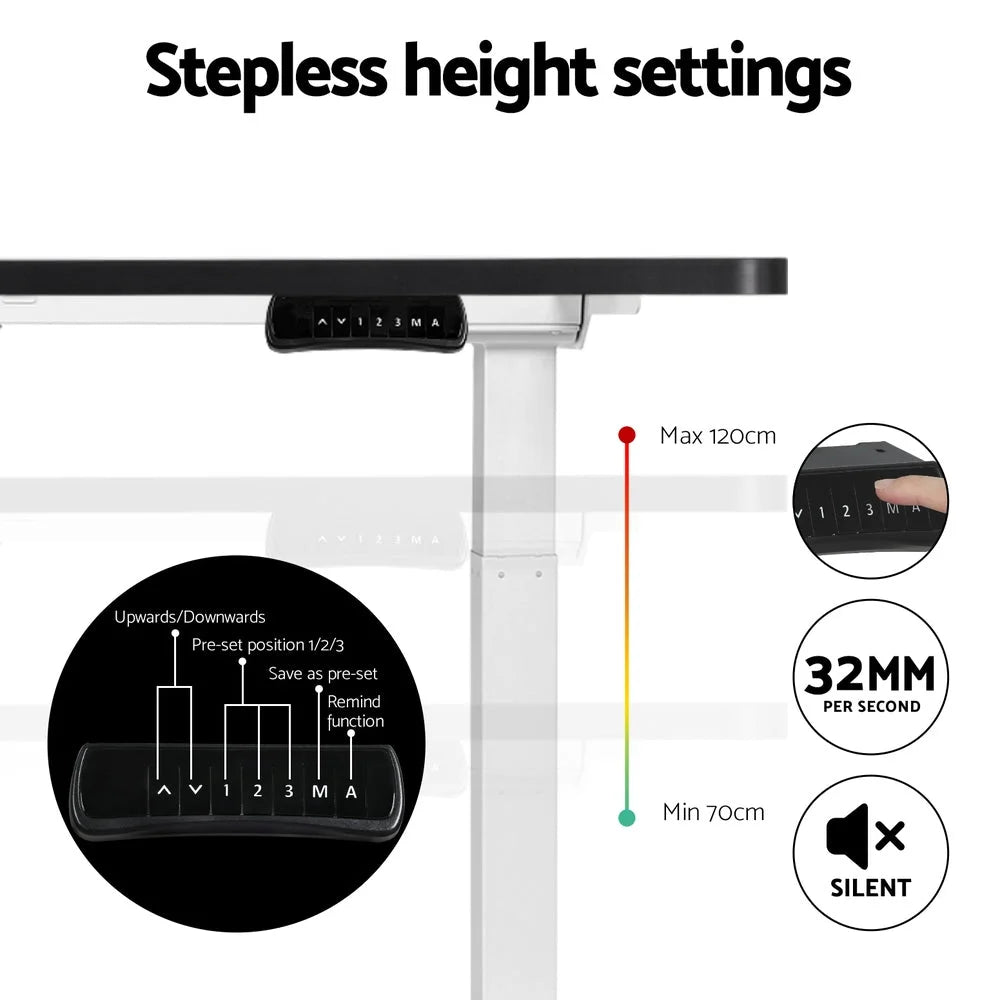 Standing Desk Motorised Dual Motor Black - 120CM