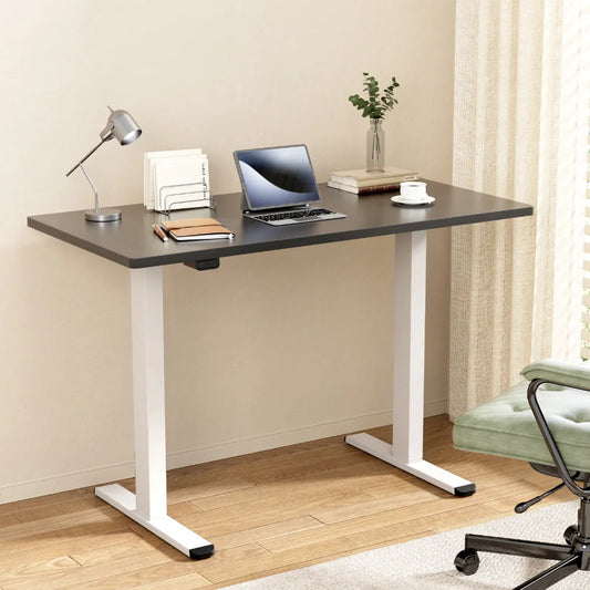 Black white 140cm desk with standing motorised dual motor