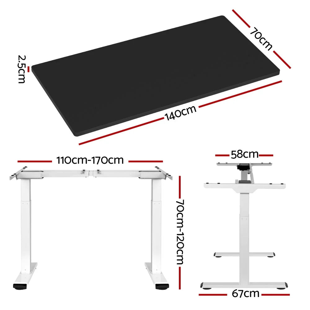 Black white 140cm desk for study or home office workspaces