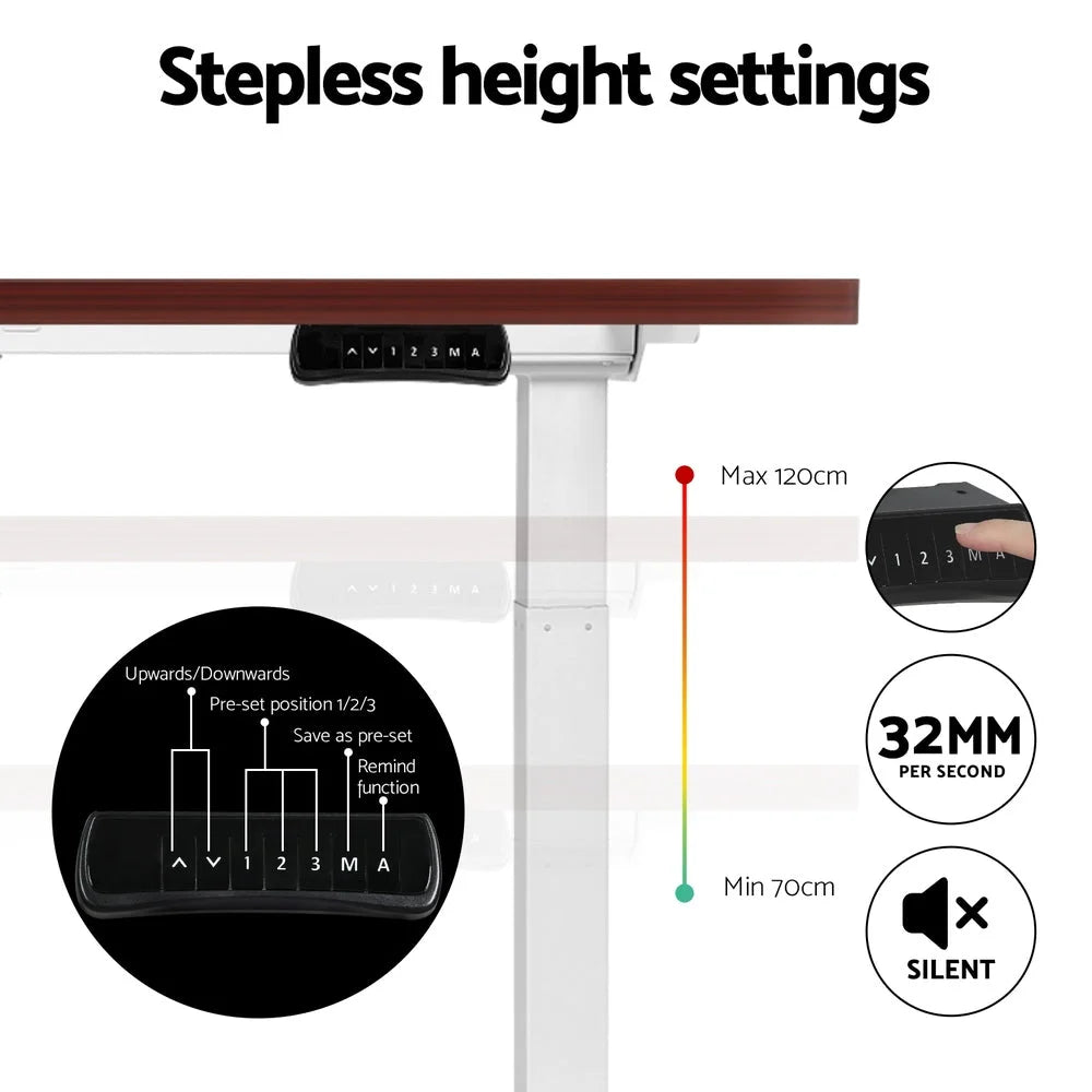 Standing Desk Motorised Dual Motor Walnut - 120CM