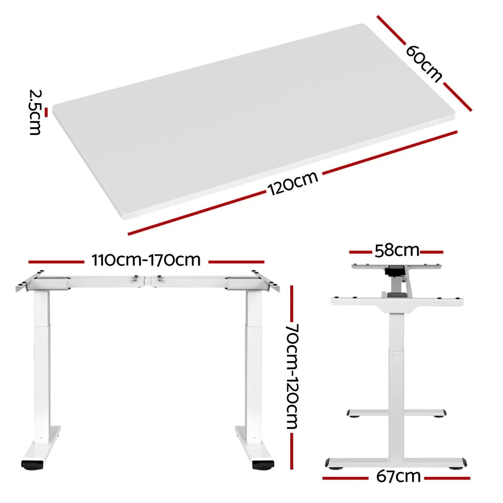 Standing Desk Motorised Dual Motor White 120cm 844
